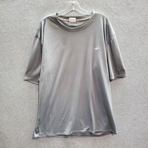 Speedo Men Activewear Top 2XL‎ Gray Logo Block The Burn UPF 50+ Tee